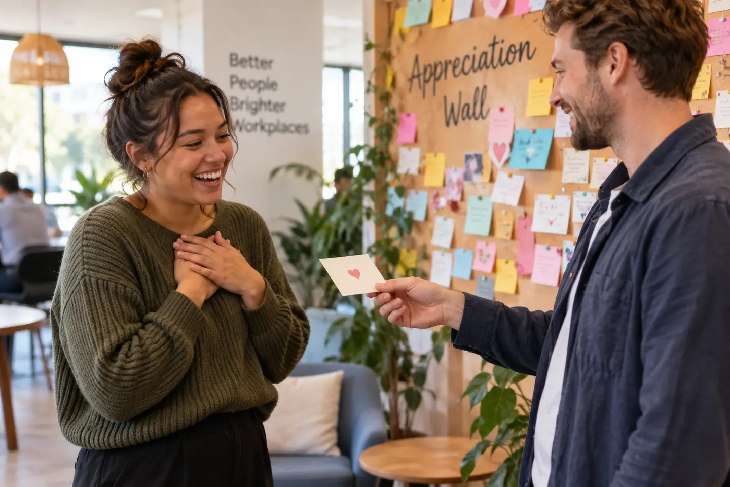 Colleagues using a governed employee appreciation application